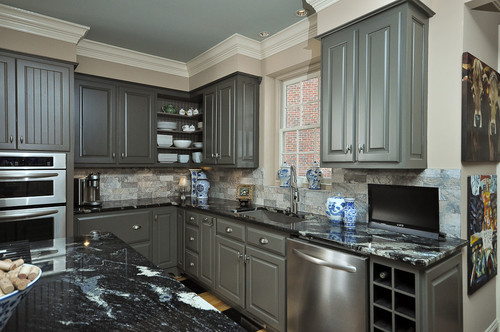 Titanium Granite Dark Cabinets Backsplash Ideas